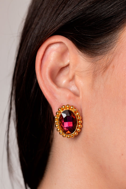 ARETES GEMA BALÍN MORADO