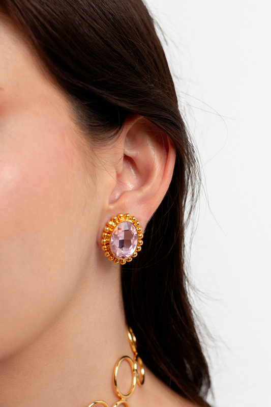 ARETES GEMA BALÍN ROSA