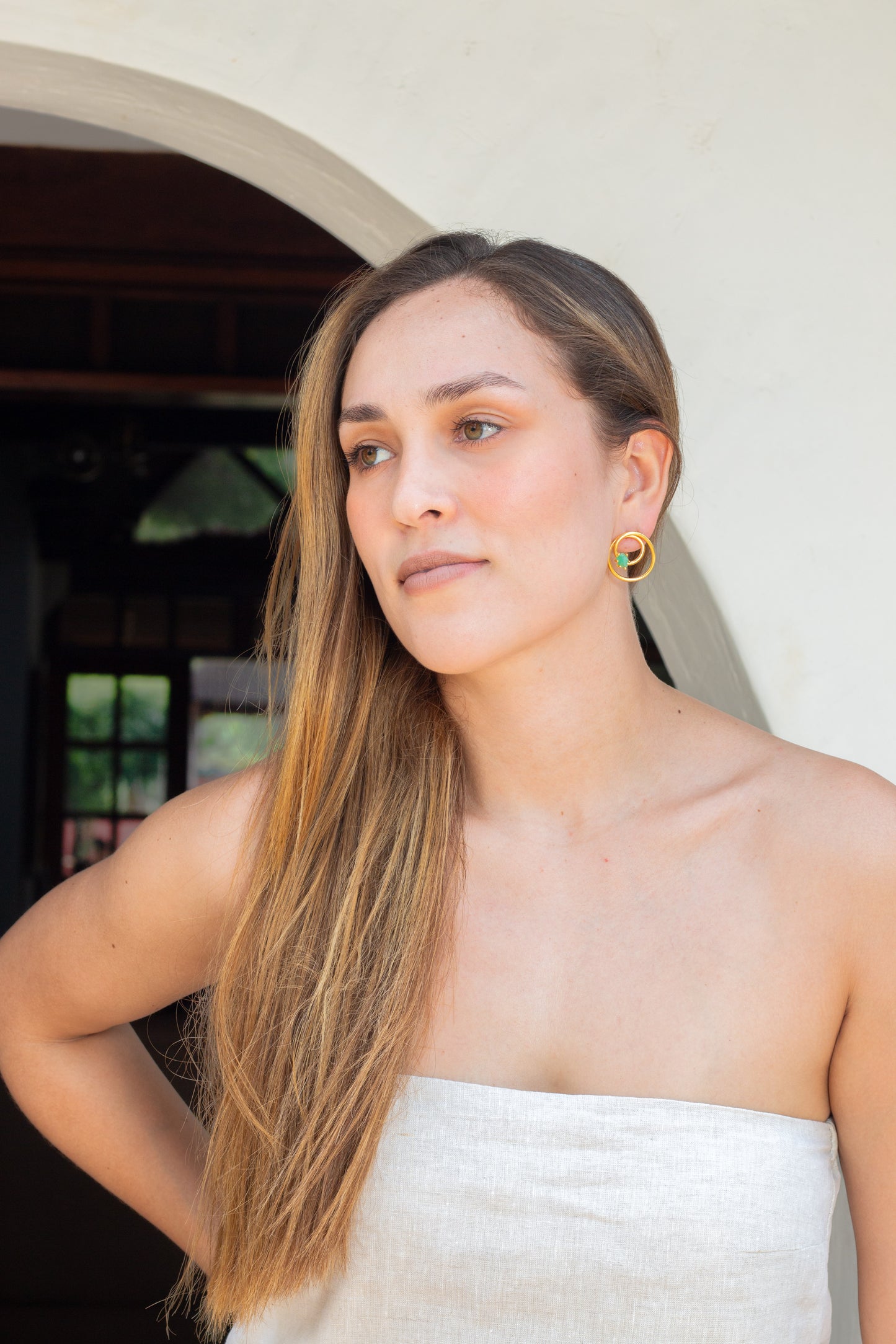ARETES ORIGEN CUARZO ROSADO